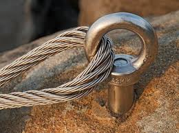close-up of a durable eye bolt with wire rope, essential for DIY and construction projects