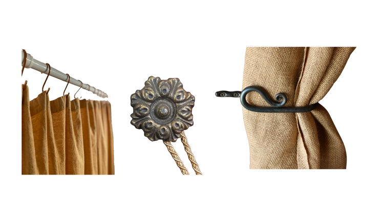 Curtian Rods, Tie backs and Hooks