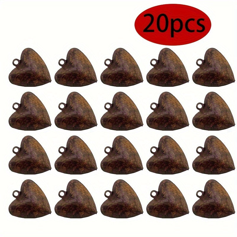 20pcs Rusty Heart Bells
