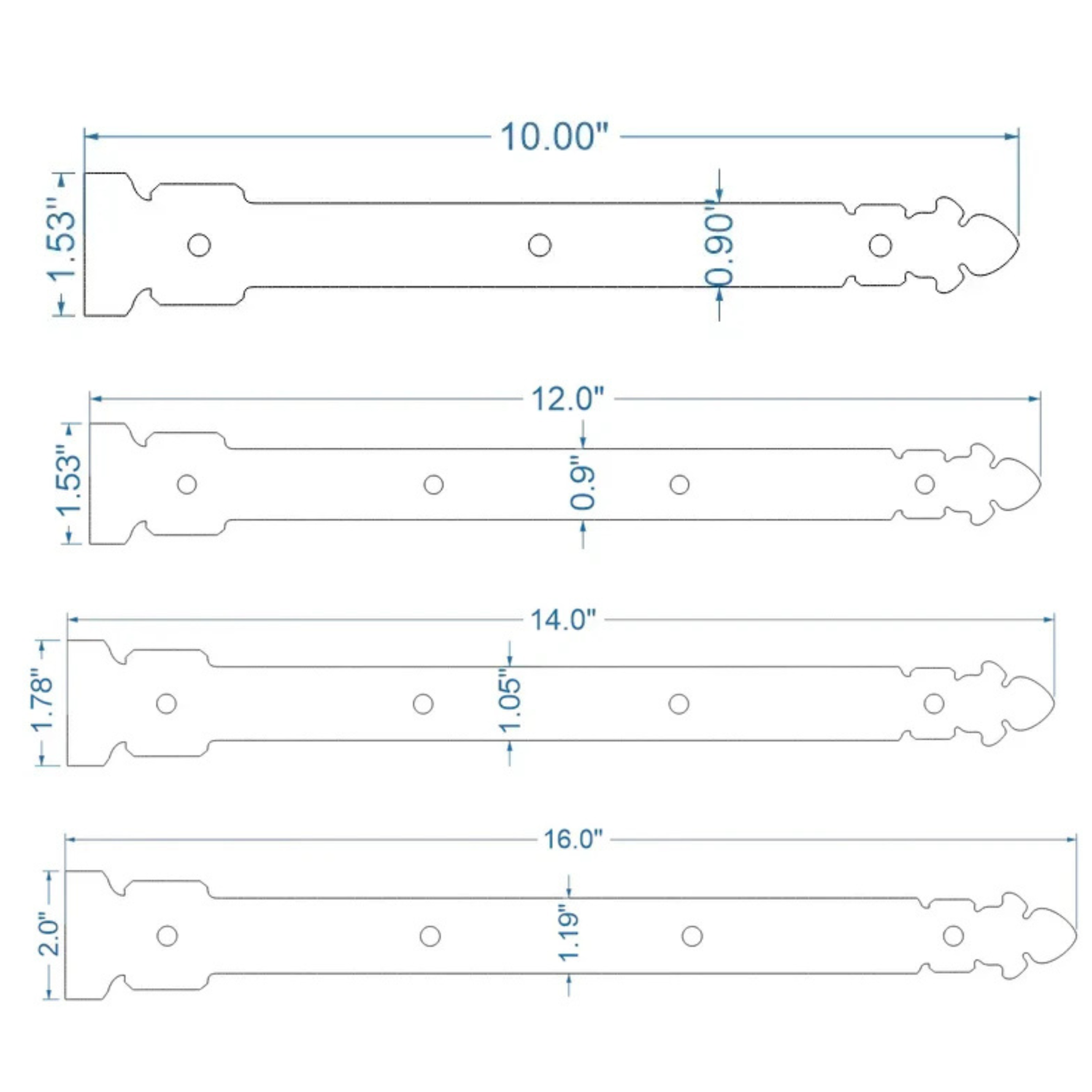 Spanish Cathedral Iron Functioning Hinge Strap