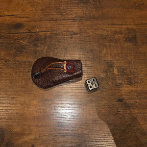 Iron Dice Gift Set — Metal Dice with Small Genuine Leather Pouch | Groomsmen & Men's Gift, Made in USA (Copy) - Dice 1 Pack with Saddle Brown Genuine Leather Pouch