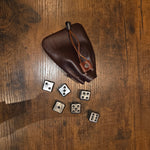 Iron Dice Gift Set — Metal Dice with Large Genuine Leather Pouch | Groomsmen & Men's Gift, Made in USA