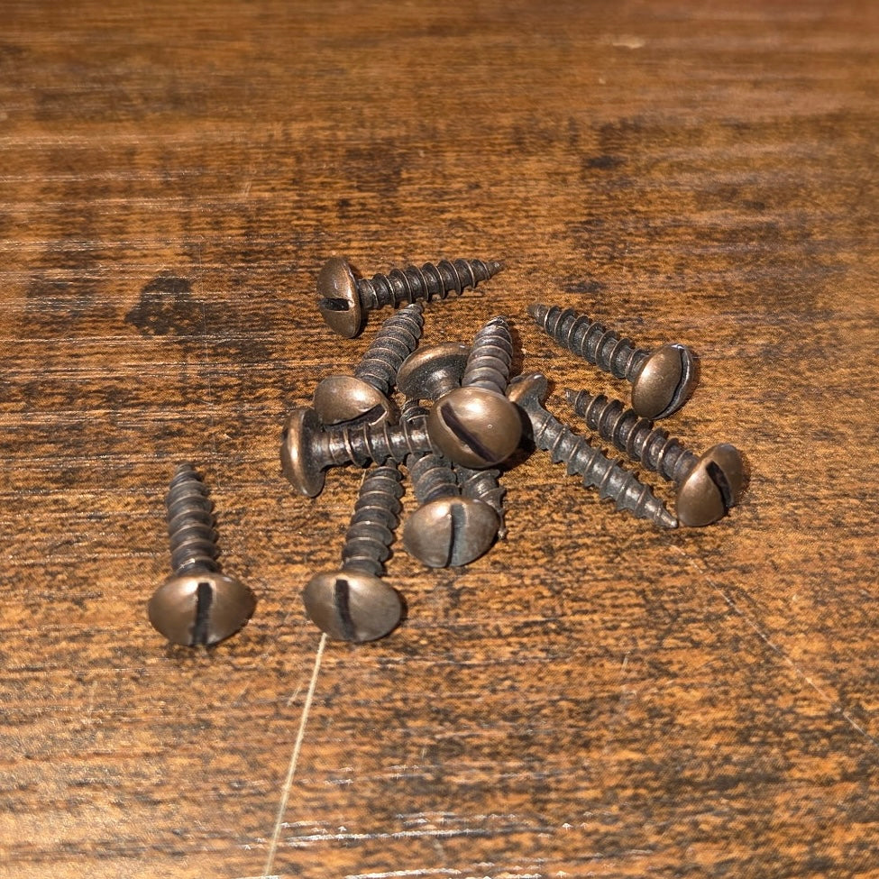 #6 x 5/8" Antique Copper Round Head Slotted Wood Screws - Pack of 25