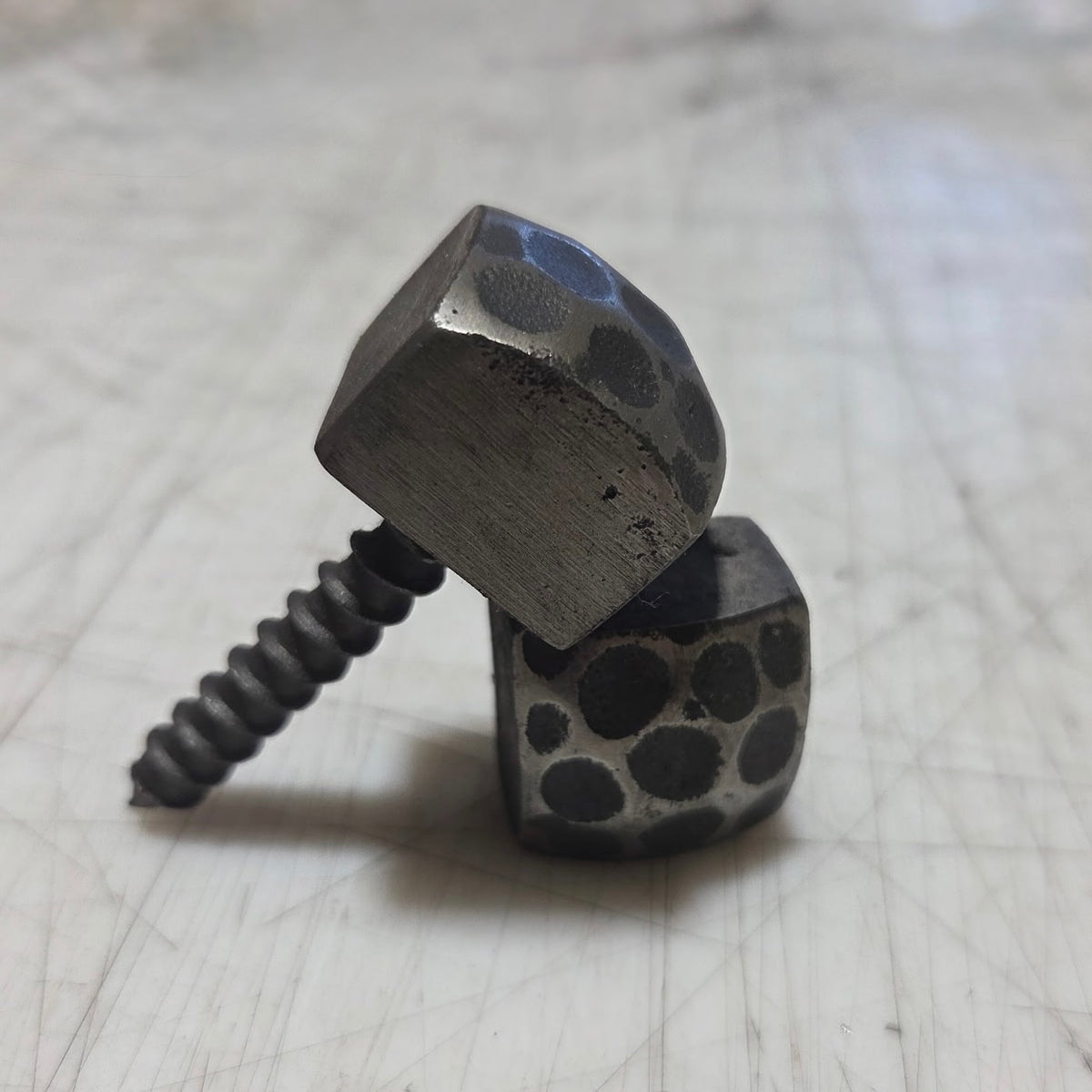 3/8" x 2" XL Hammered 1 1/16" Head Decorative Iron Screw - LIMITED RUN