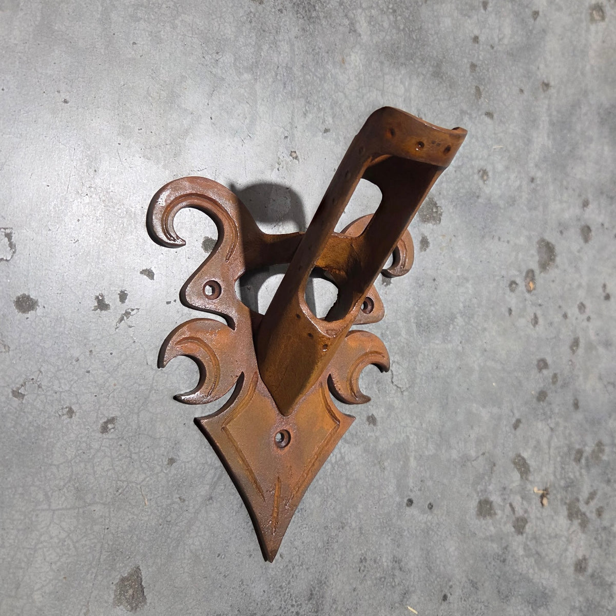 Hand Forged Decorative Iron Flag Mount Bracket in Aged Bronze