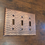 Triple Switch Hand Hammered Copper Toggle Switch Plate