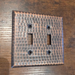 Solid Copper Hammered Double Switch Plate Cover
