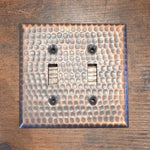 Solid Copper Hammered Double Switch Plate Cover