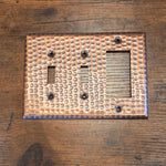 Triple Switch Hand Hammered Copper Toggle Rocker Combination Switch Plate