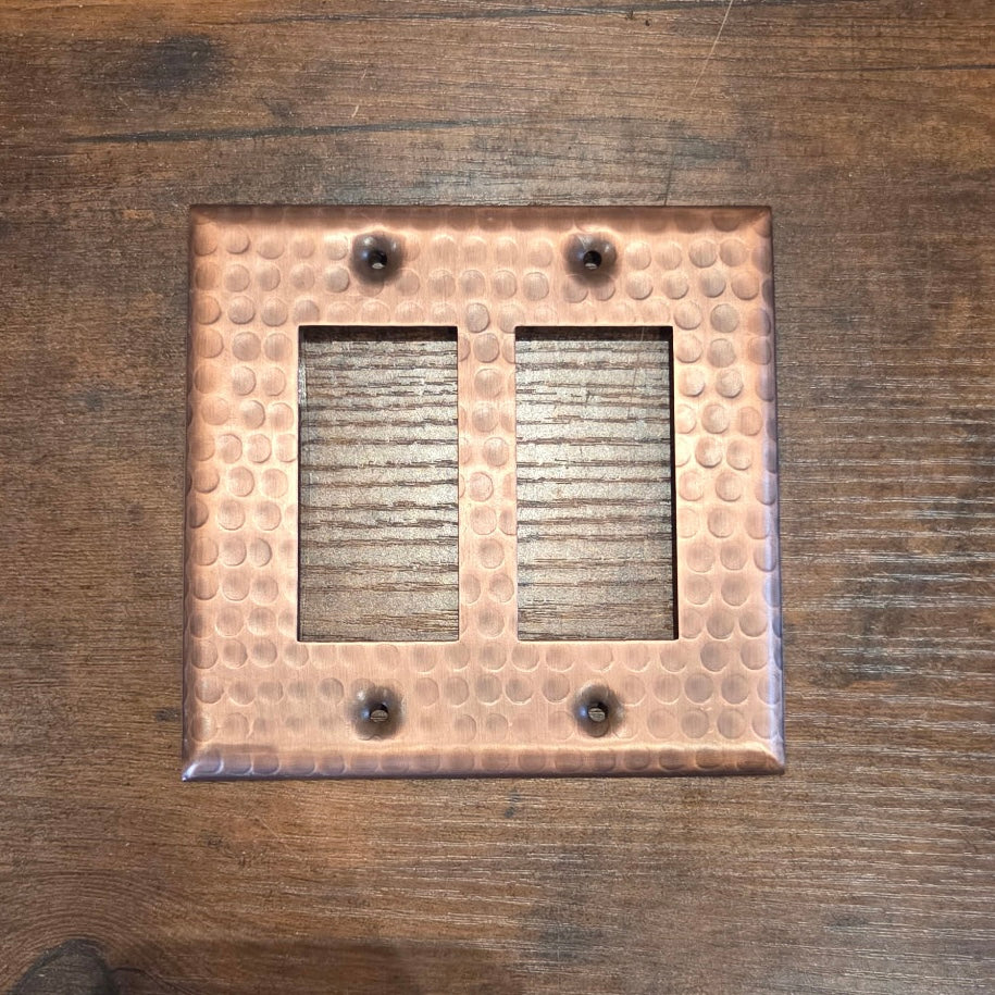 Double Rocker Hand Hammered Copper Switch Plate