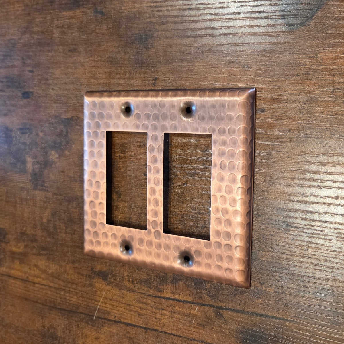 Double Rocker Hand Hammered Copper Switch Plate