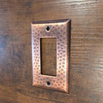 Solid Copper Hammered Single Rocker Switch Plate