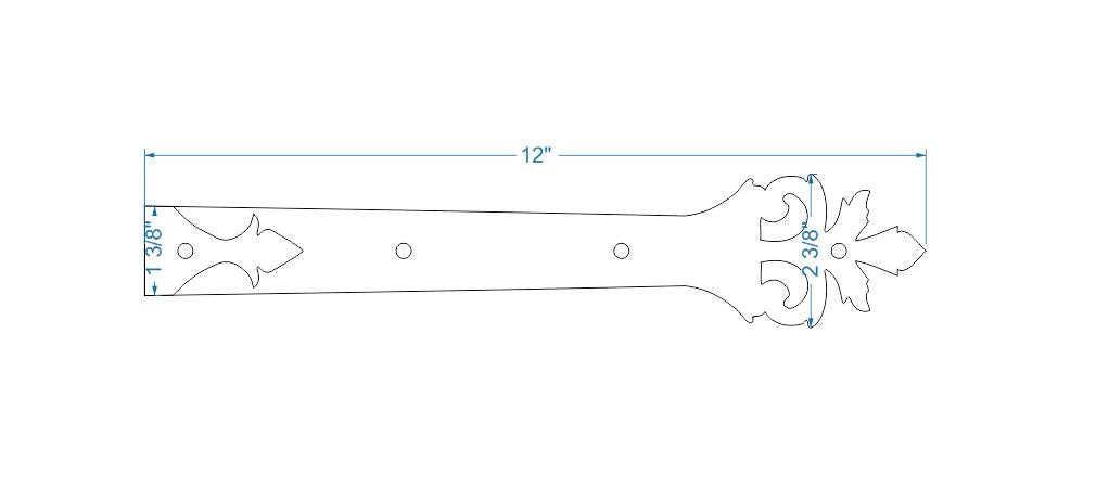 Roman Acanthus Wrought Iron Garage Door Dummy Hinge Strap