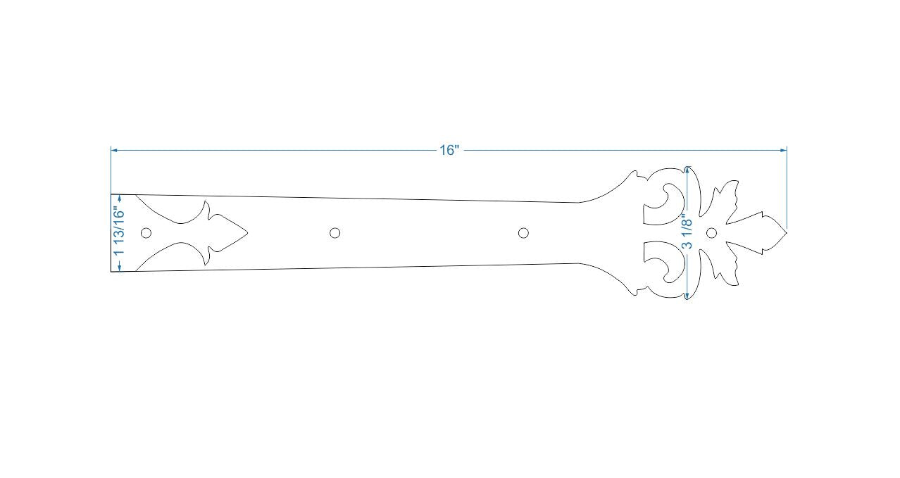 Roman Acanthus Wrought Iron Garage Door Dummy Hinge Strap