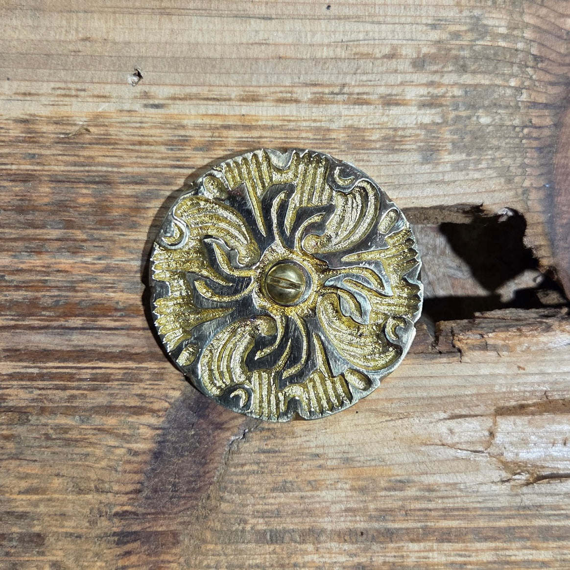 Victorian Bloom Brass Rosette - 2 1/2"