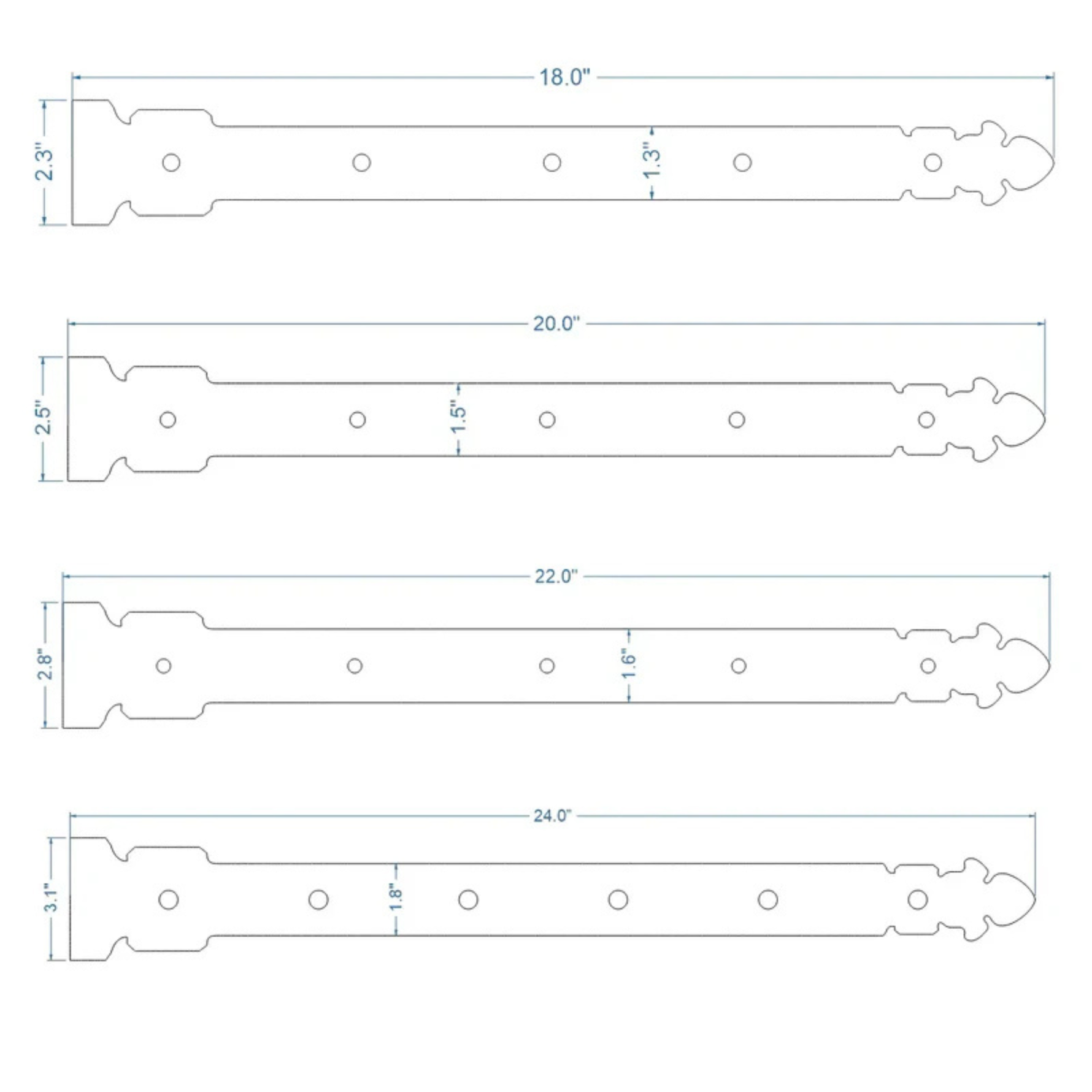 Spanish Cathedral Iron Functioning Hinge Strap