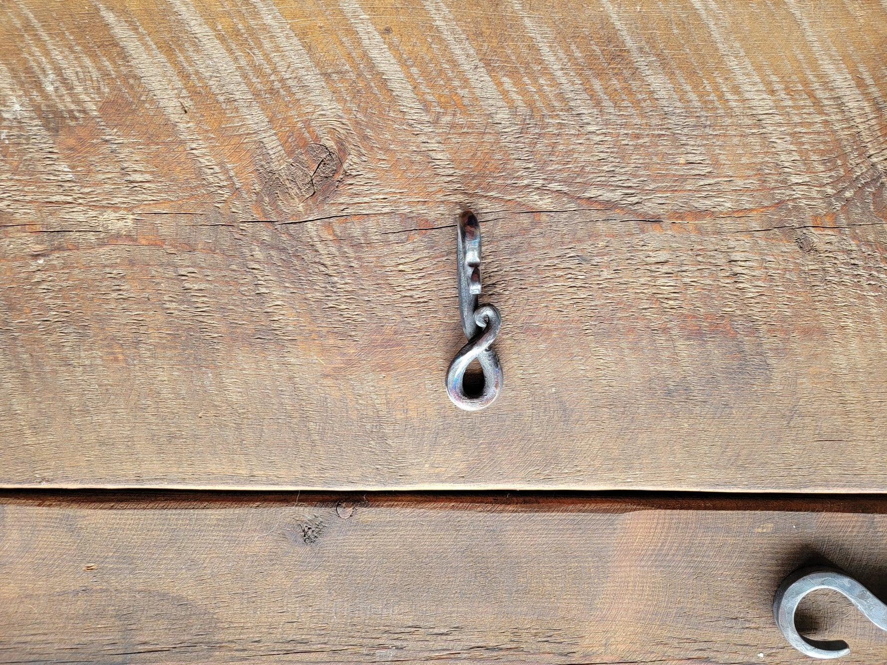 Hand Forged Iron Hook and Nail – Rustic Wrought Iron Wall Hook for Farmhouse Decor