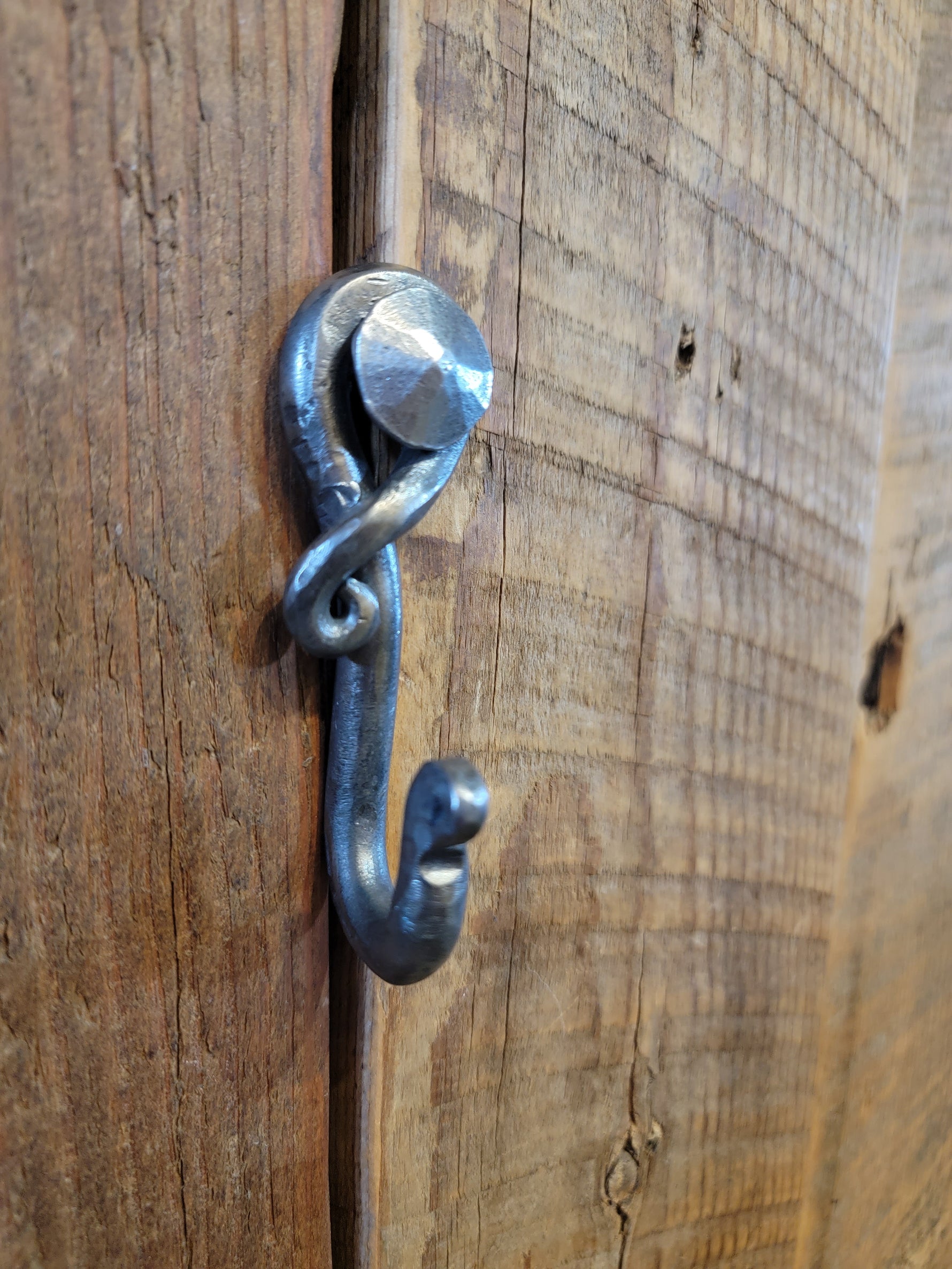 Hand Forged Iron Hook and Nail – Rustic Wrought Iron Wall Hook for Farmhouse Decor