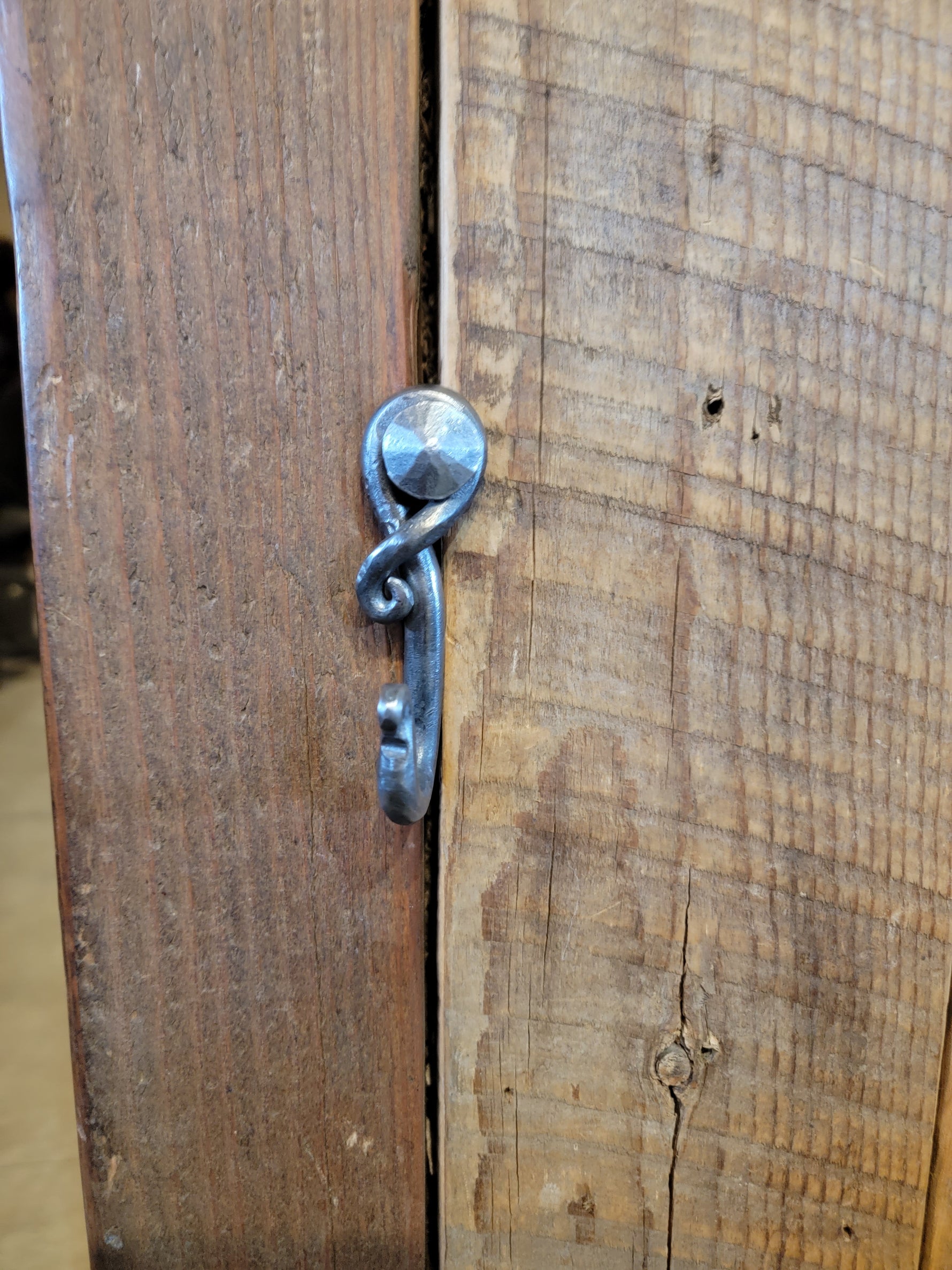 Hand Forged Iron Hook and Nail – Rustic Wrought Iron Wall Hook for Farmhouse Decor