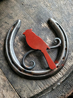 Handcrafted Horseshoe & Cardinal Metal Art