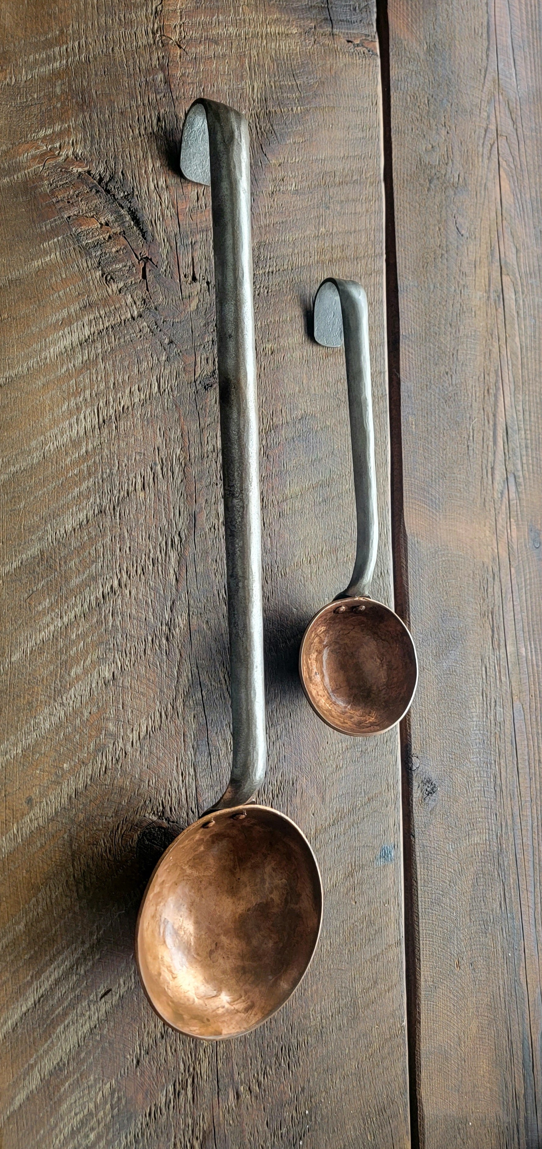 Copper Egg Spoon Set with Hook Handles