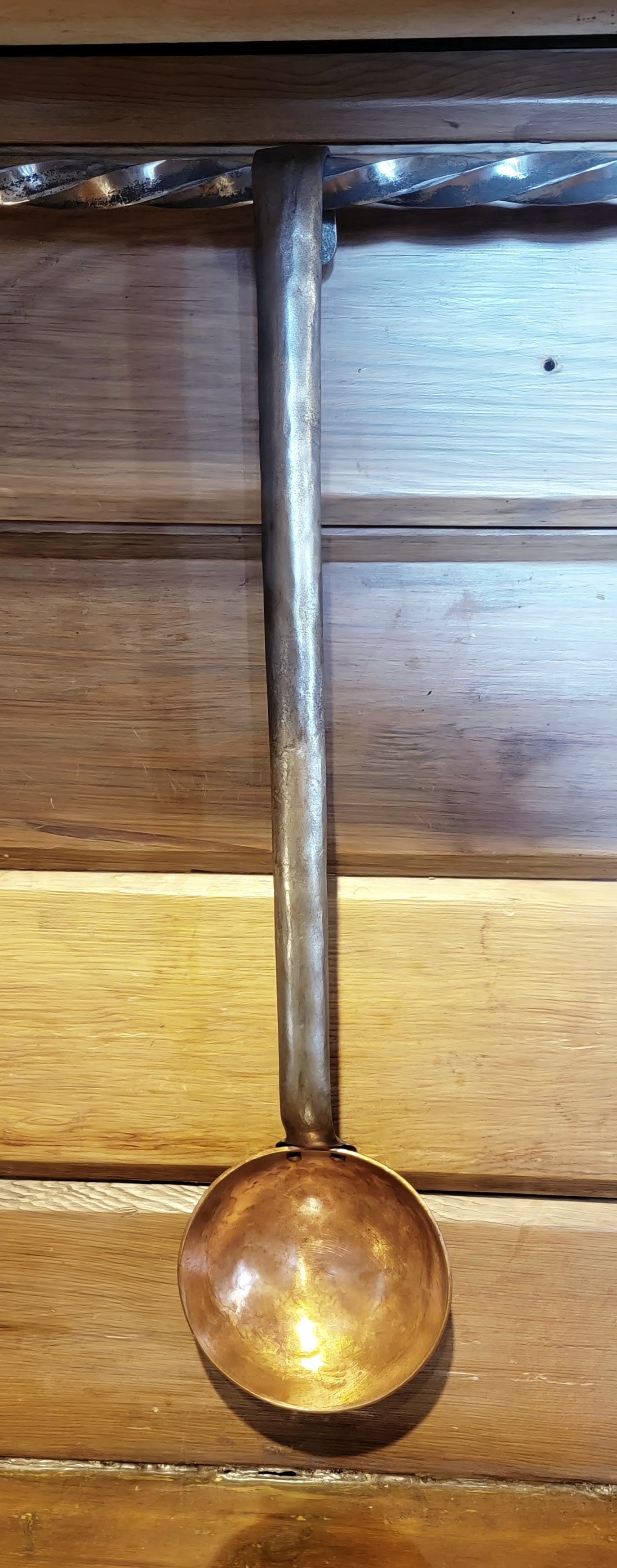 Hand Forged Solid Copper Egg Spoon With Steel Hook Handle Kitchen Accessories