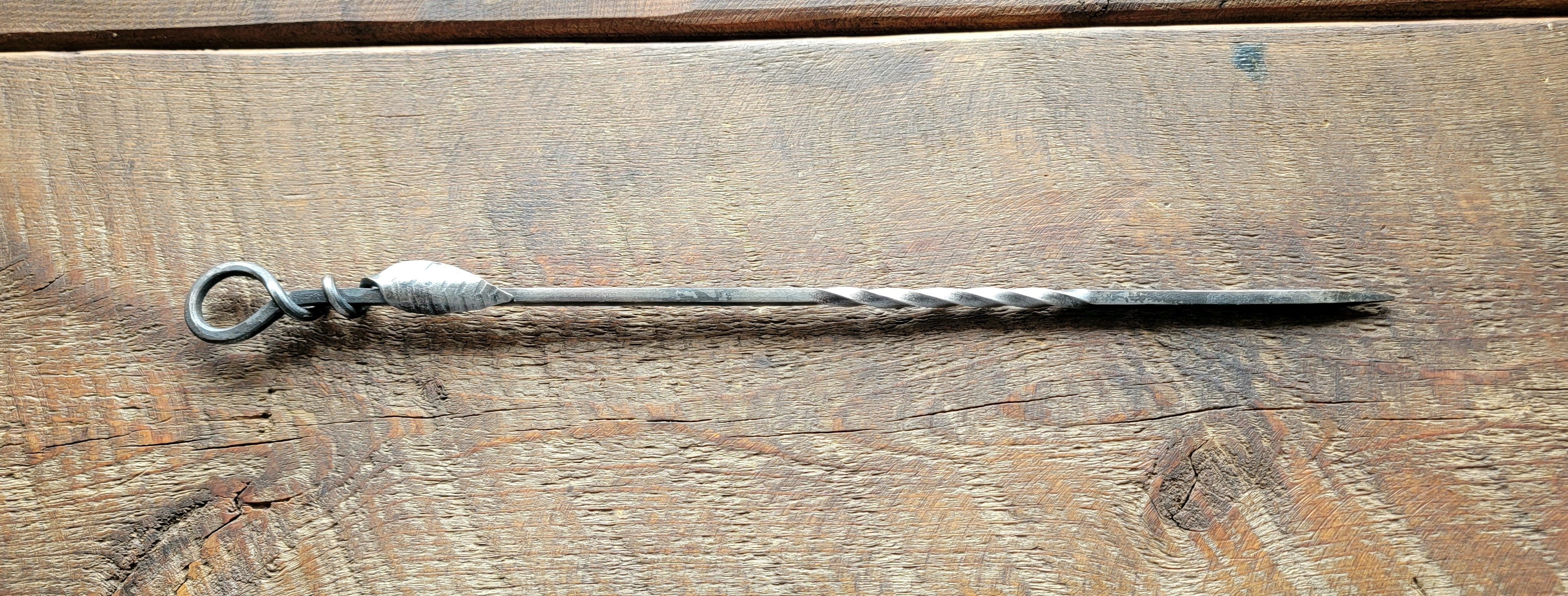 Hand Forged Steel Kabob Skewer With Leaf Handle Kitchen Accessories