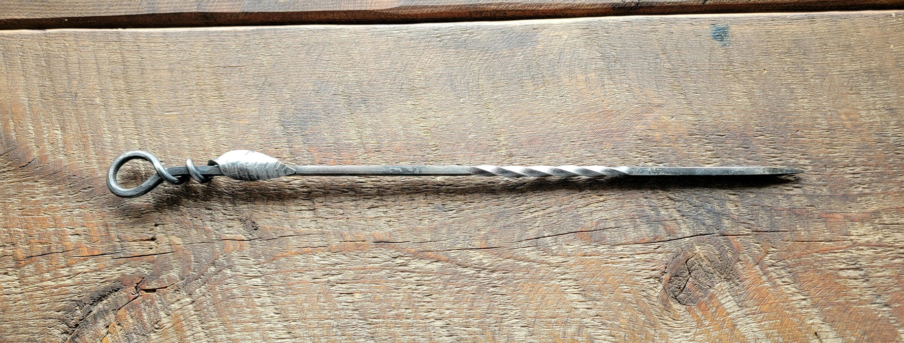 Hand Forged Steel Kabob Skewer With Leaf Handle Kitchen Accessories
