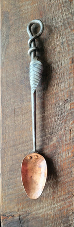 Hand Forged Solid Copper Serving Spoon With Steel Leaf Handle Slotted Spoons Kitchen Accessories