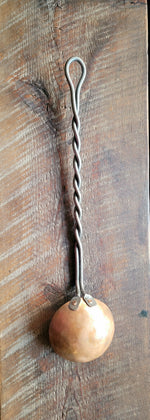 Hand Forged Twisted Steel and Solid Copper Egg Spoon Kitchen Accessories
