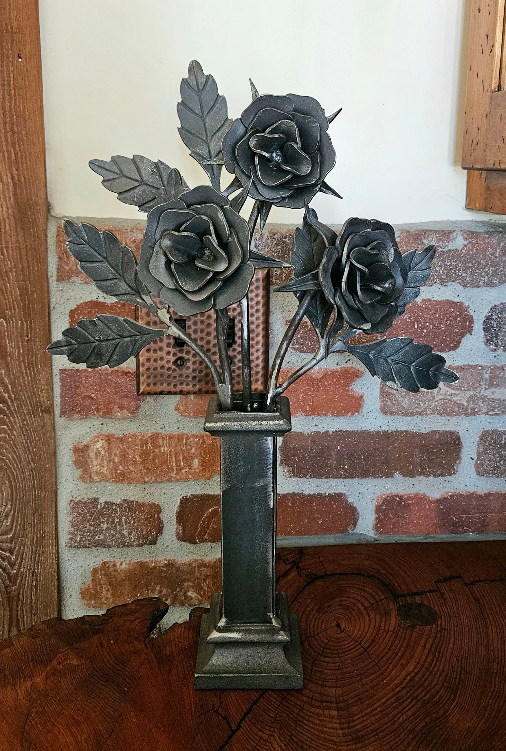 Iron Three Rose Bouquet- Hand Forged