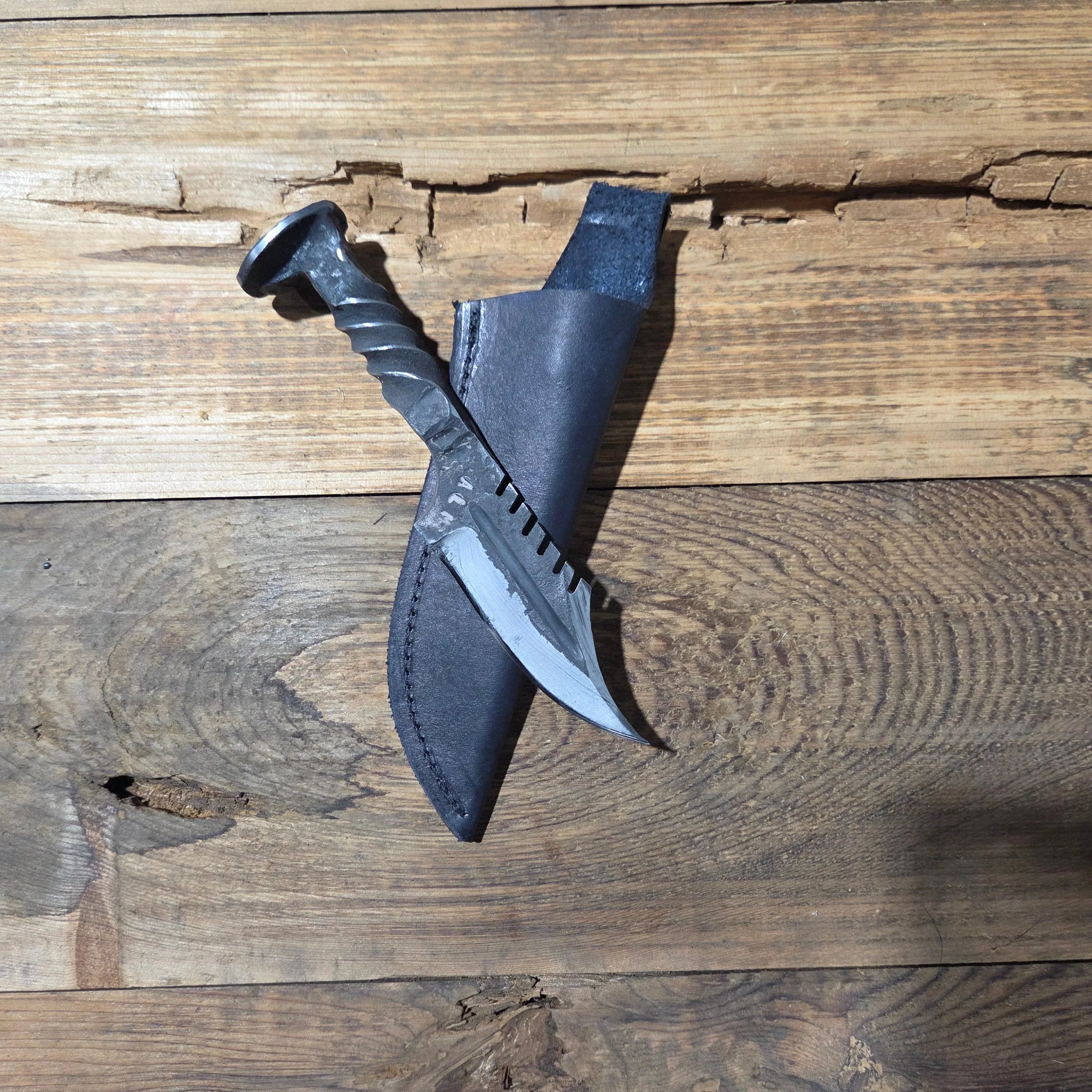 Ugly Defender Railroad Spike Knife - Old West Iron