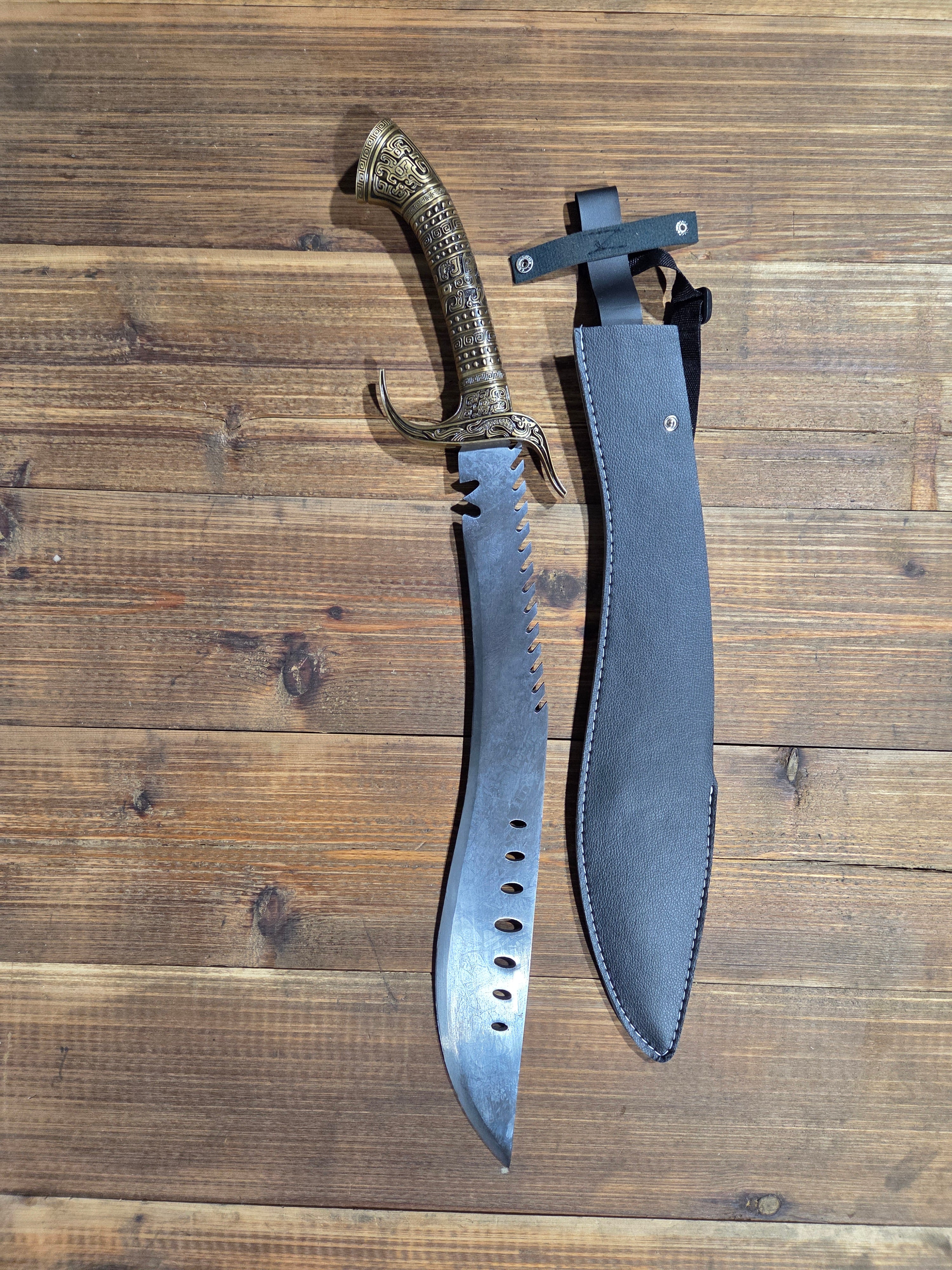 Gold handle knife with guard