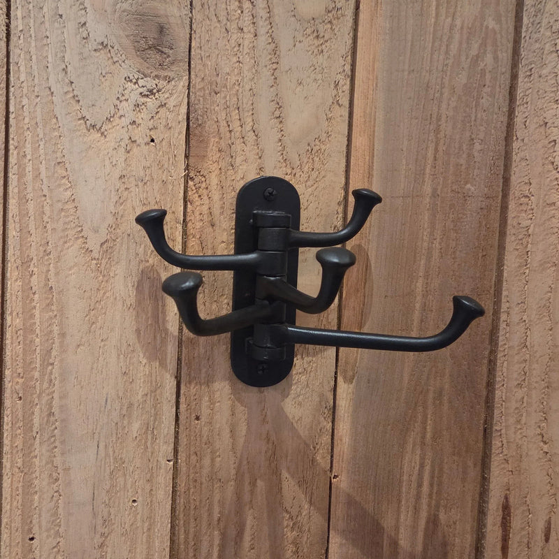 Hand Forged Iron Swivel Hook — 3-Arm or 5-Arm Wall Mount Coat & Towel Hook | Made in USA, 8 Finishes