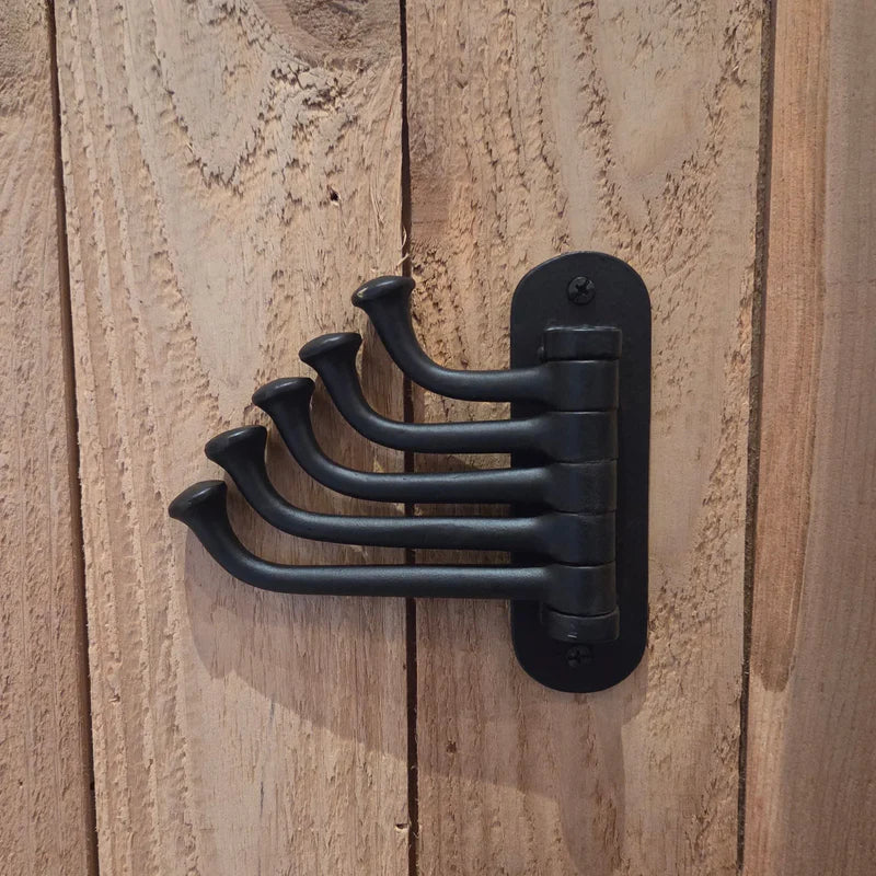 Hand Forged Iron Swivel Hook — 3-Arm or 5-Arm Wall Mount Coat & Towel Hook | Made in USA, 8 Finishes