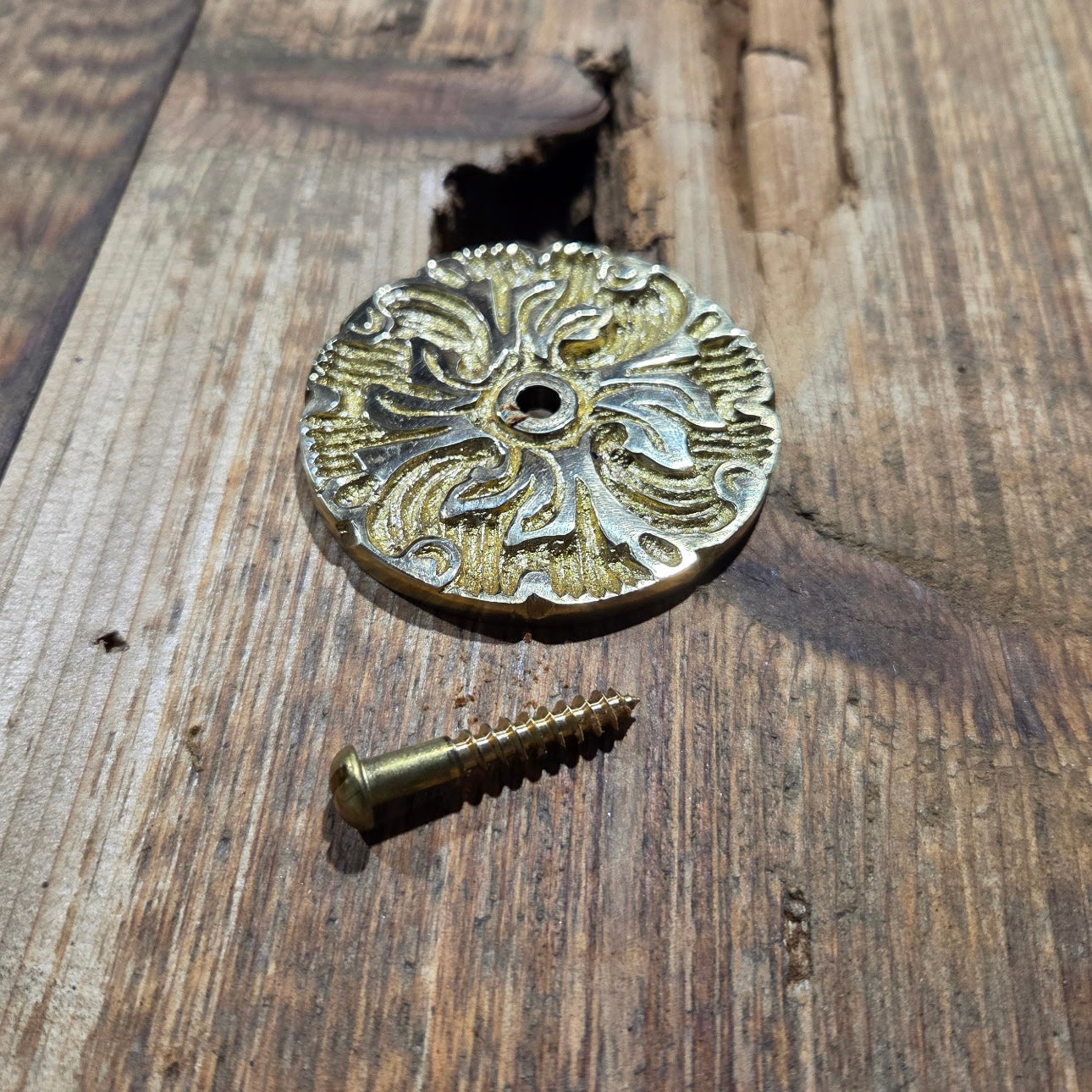 Victorian Bloom Brass Rosette - 2 1/2
