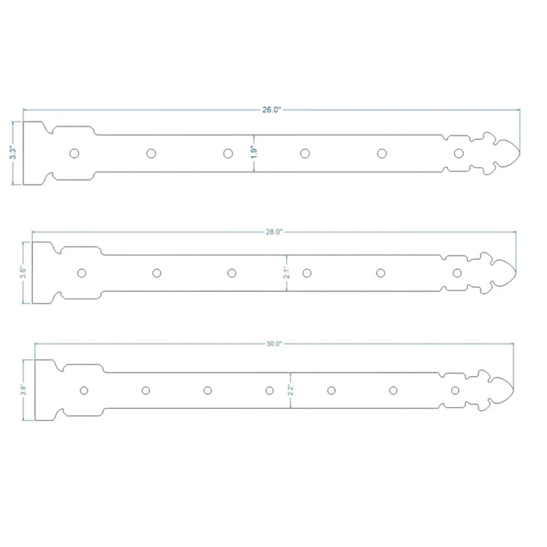 Spanish Cathedral Iron Functioning Hinge Strap