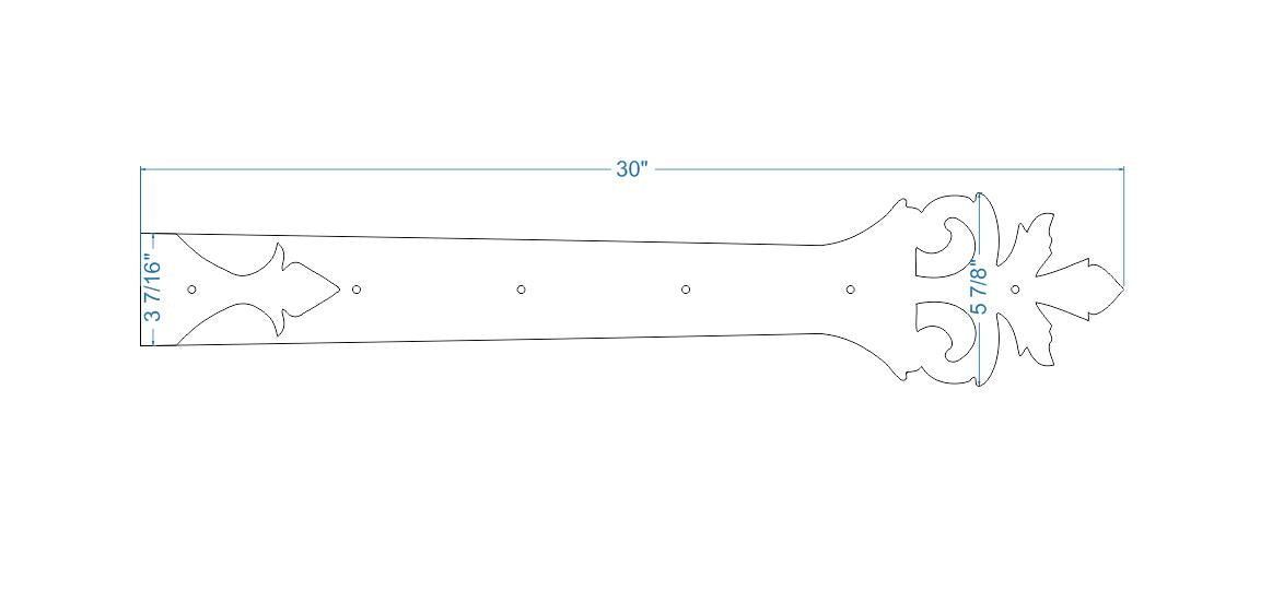 Roman Acanthus Wrought Iron Garage Door Dummy Hinge Strap