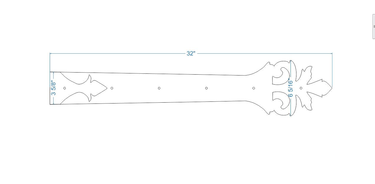 Roman Acanthus Wrought Iron Garage Door Dummy Hinge Strap