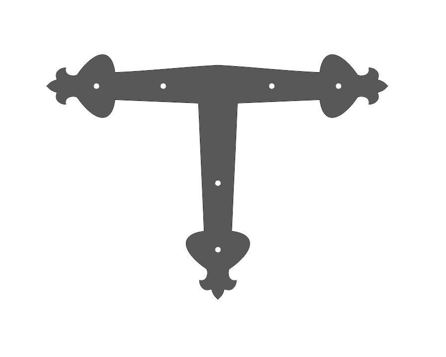 Art Nouveau Iron T Face Plate Brackets & Reinforcement Braces T-Plate