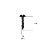 #6 x 5/8" Antique Copper Round Head Slotted Wood Screws - Pack of 25
