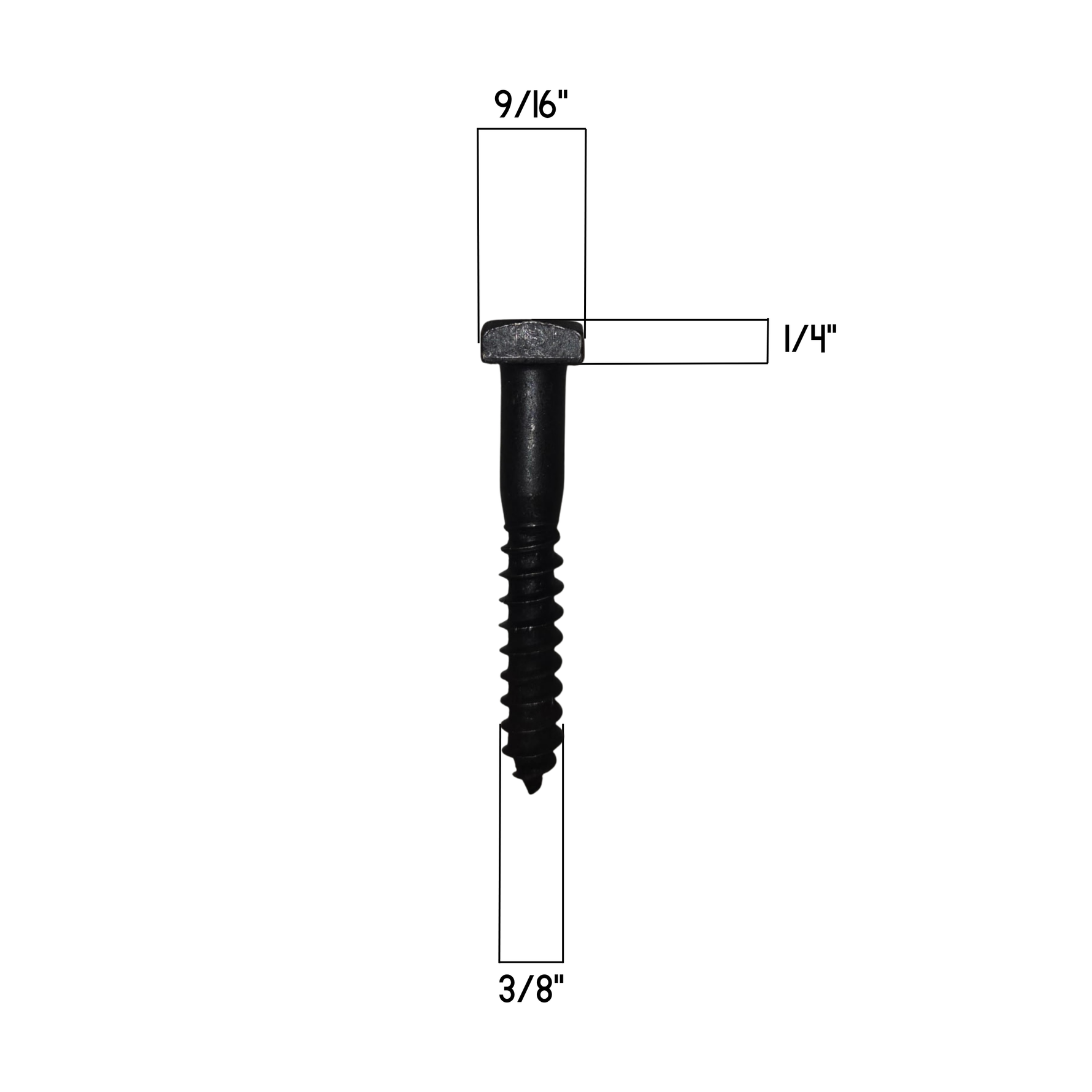 Tirefond à tête carrée vieillie, diamètre 3/8"