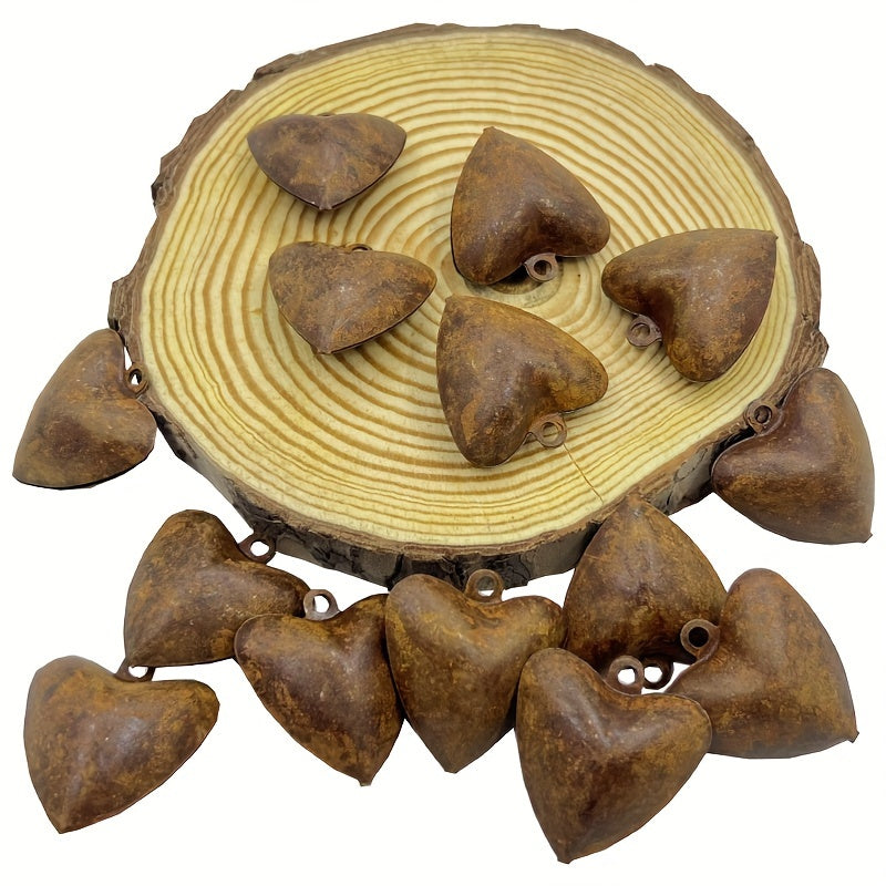 20pcs Rusty Heart Bells