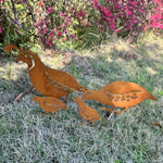 Rustic Quail Family Yard Stakes