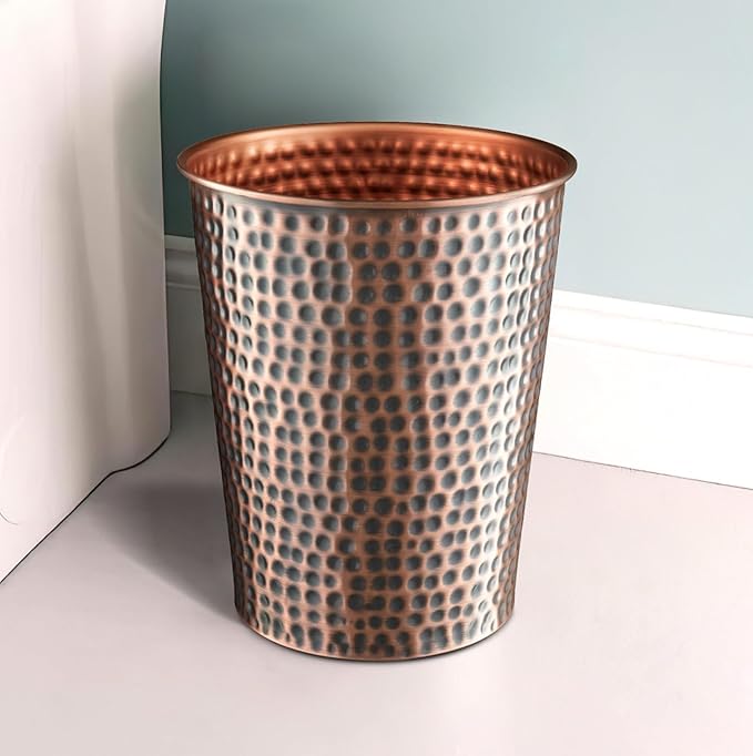 Antique Copper Bathroom Waste Basket Trash Cans Bathroom Set