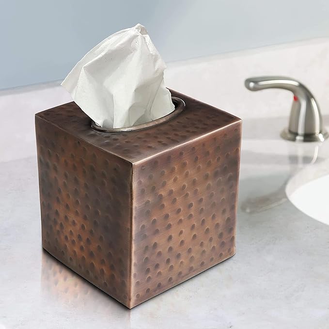 Decorative Hand Hammered Copper Tissue Box Facial Tissue Holders Decor
