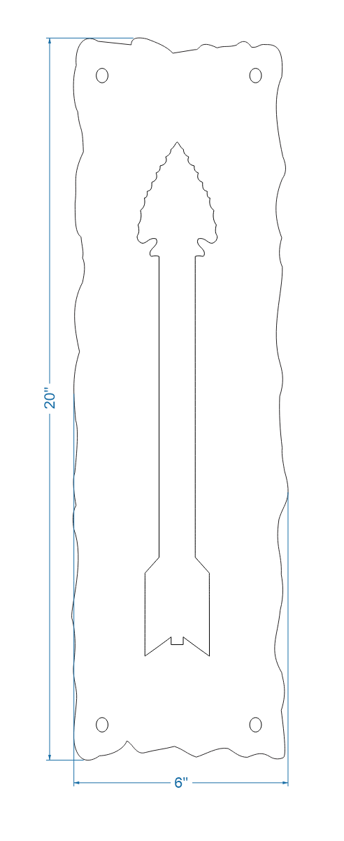 Plaque de poussée en fer à pointe de flèche authentique