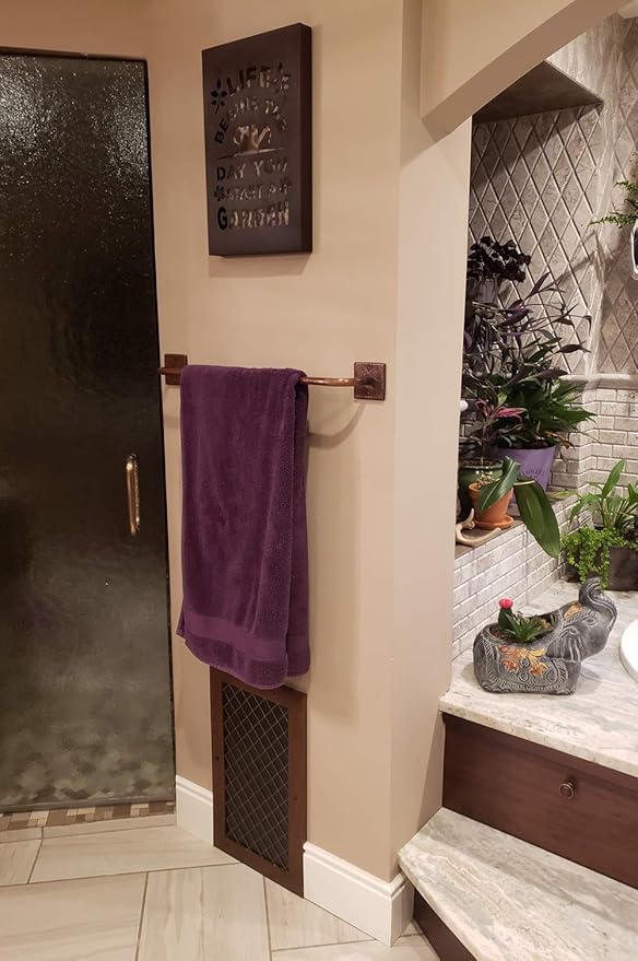 Hand Hammered Copper Towel Bar, Oil Rubbed Bronze Finish Towel Racks Bathroom Set