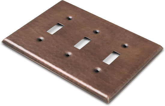 Triple Switch Hand Hammered Copper Toggle Switch Plate