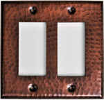 Double Rocker Hand Hammered Copper Switch Plate Wall Plates & Covers Switch Plates & Outlet Covers